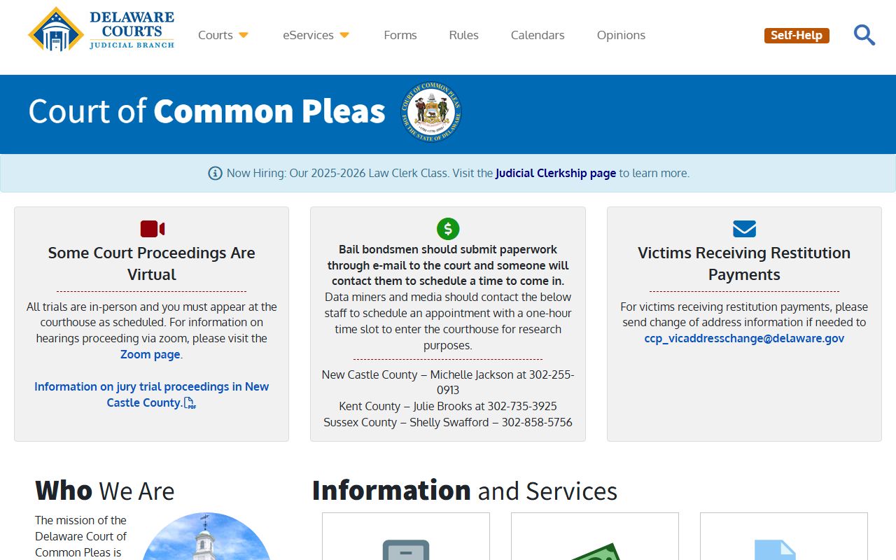 Delaware Court of Common Pleas Records