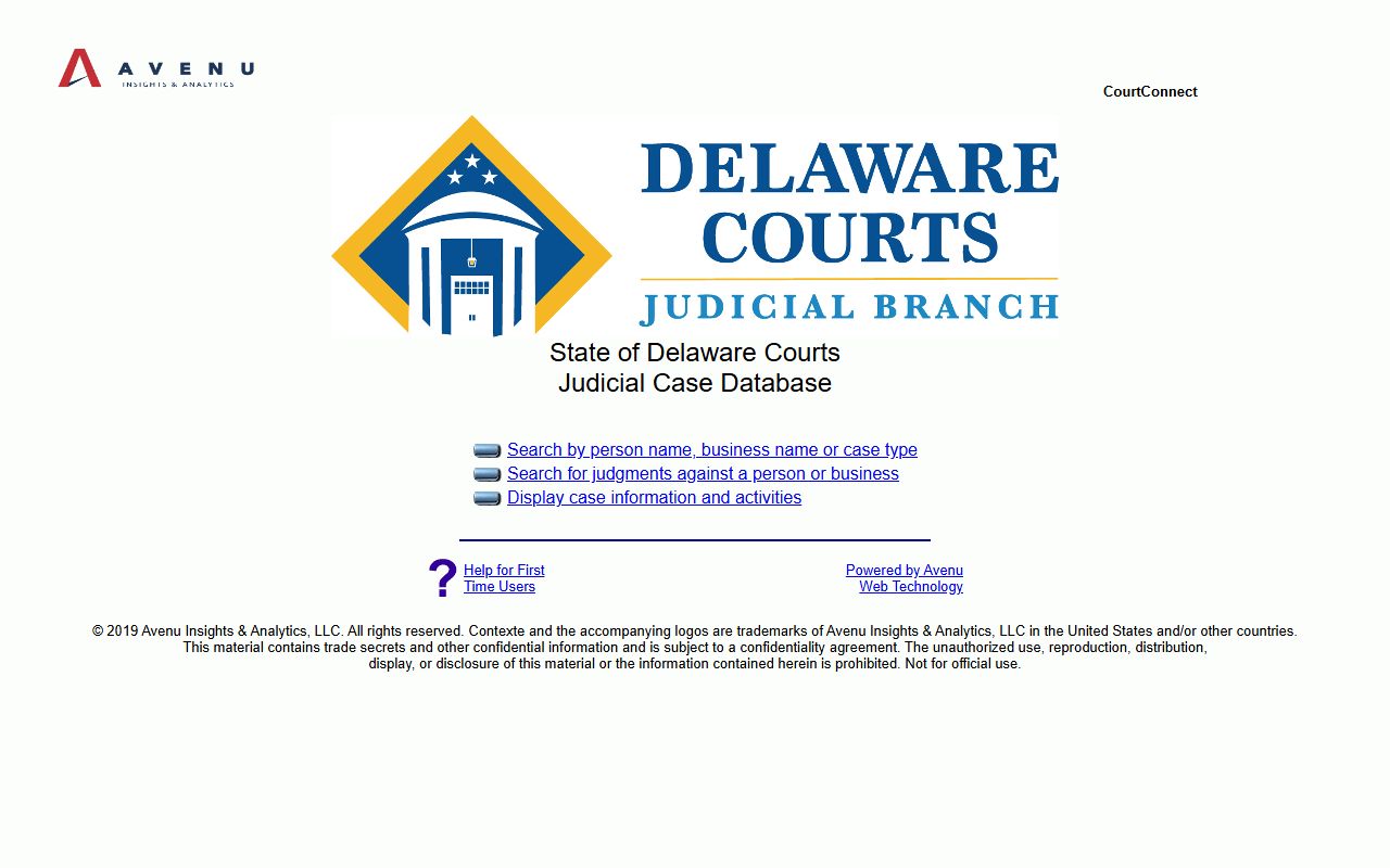 Delaware CourtConnect Portal Court Records Search