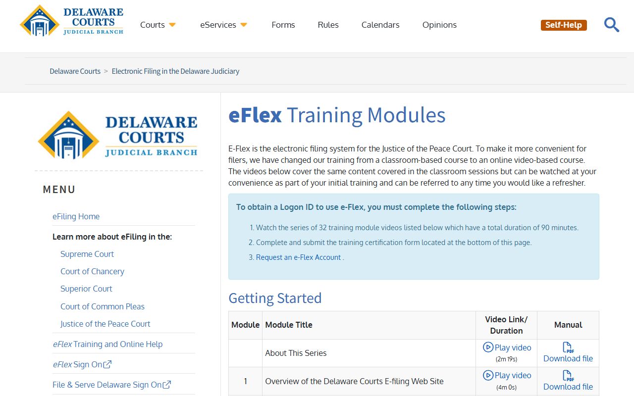 Delaware eFlex Electronic Filing Court Records