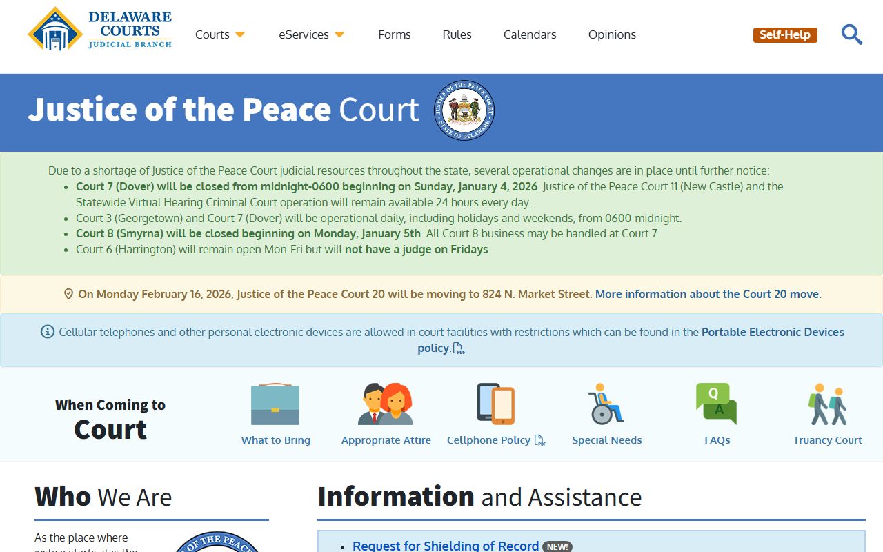 Delaware Justice of the Peace Court Records